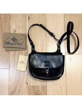 NWT Patricia Nash Claretta Black Leather Crossbody Saddle Bag